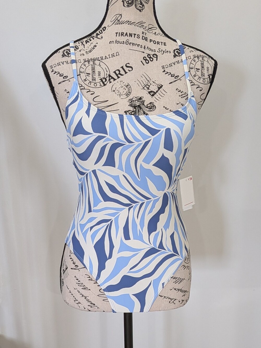 ROXY | Women's Blue/White Tropical High-Cut Crossover One Piece Swimsuit